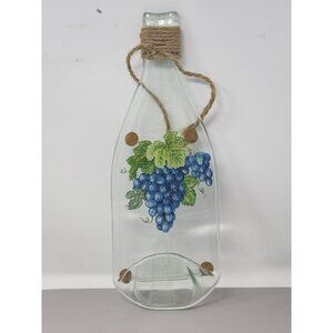 Decorative Glass Wall Hanging Bottle With Grape Design & Jute‎ Rope